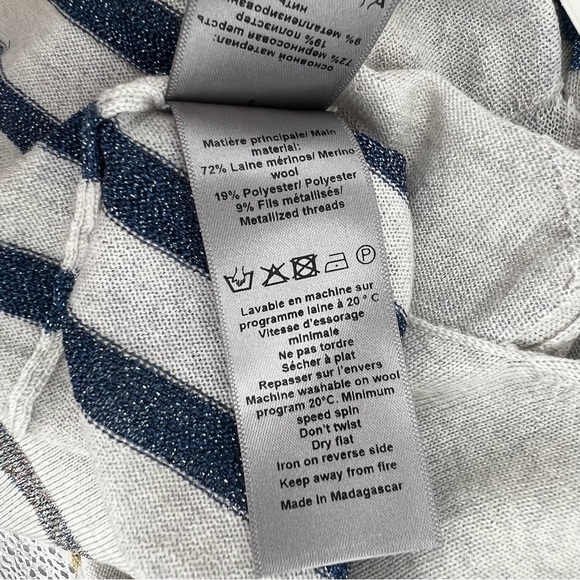 NWT Zadig & Voltaire Hila Lurex Metallic Striped Merino Wool Sweater Pullover S - Picture 10 of 11